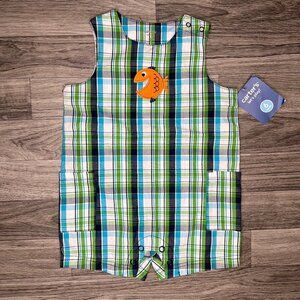 NWT Carter's Baby Boy Plaid Fish Summer Romper One Piece Size 6 Months